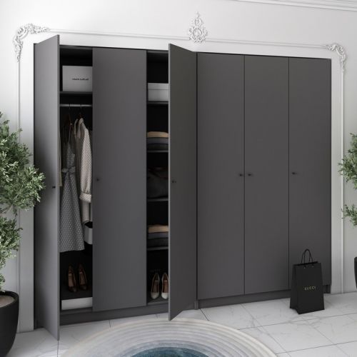Комплект шкафов для одежды Doros промо (2 шт.) 270х48х204 см графит (DRS-011217), код: 13609