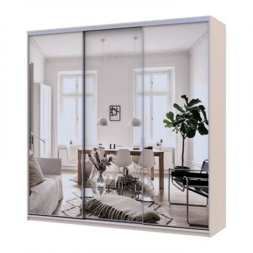 Шкаф-Купе Doros сити лайт кашемир 3 зеркала 225х60х225 (DRS-011811), код: 13883