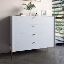 Комод с 4 ящиками Wood (Белый/Золото) Комод с 4 ящиками Wood (Белый/Золото)