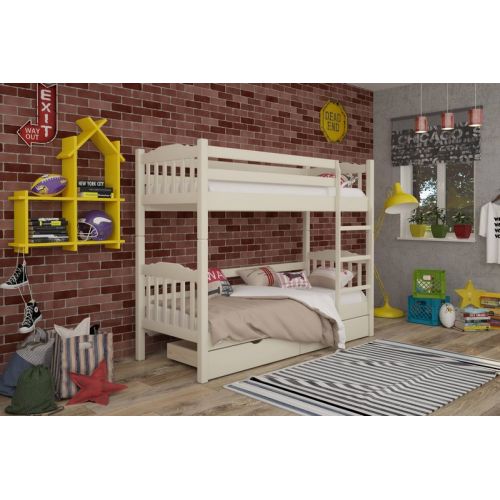 Двухъярусная детская кровать Бай-бай 90x200 с ящиками (Айвори), код: 9979