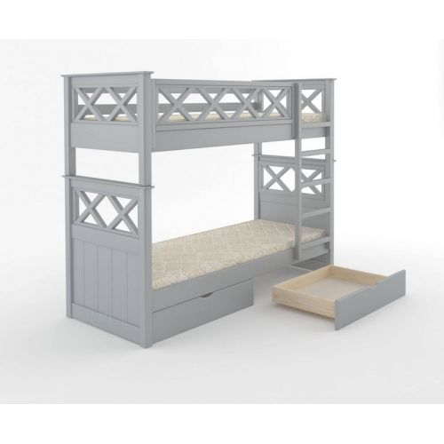 Двухъярусная детская кровать Mebigrand мальта светло-серый (RAL 7040) 80х190 см с ящиками (DMBG-2297), код: 9974