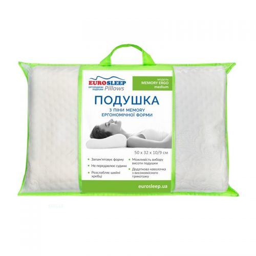 Подушка MEMORY ERGO medium 50x32x10/9, код: 8916