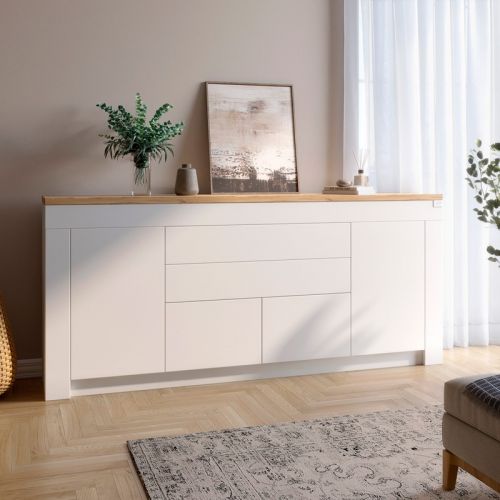 Большой комод LION Ларри-2 (Белый/Дуб Аппалачи), код: 9445